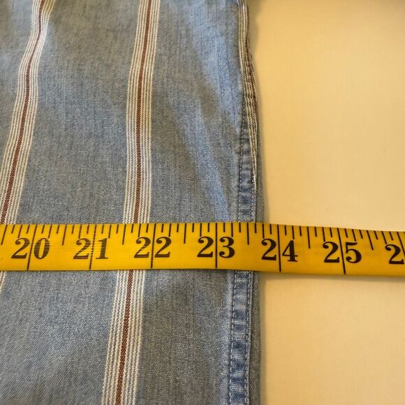 Vtg Ralph Lauren Chaps Lt Denim Blue & Red Striped Button Up Shirt SzXL Slouchy - Picture 8 of 14